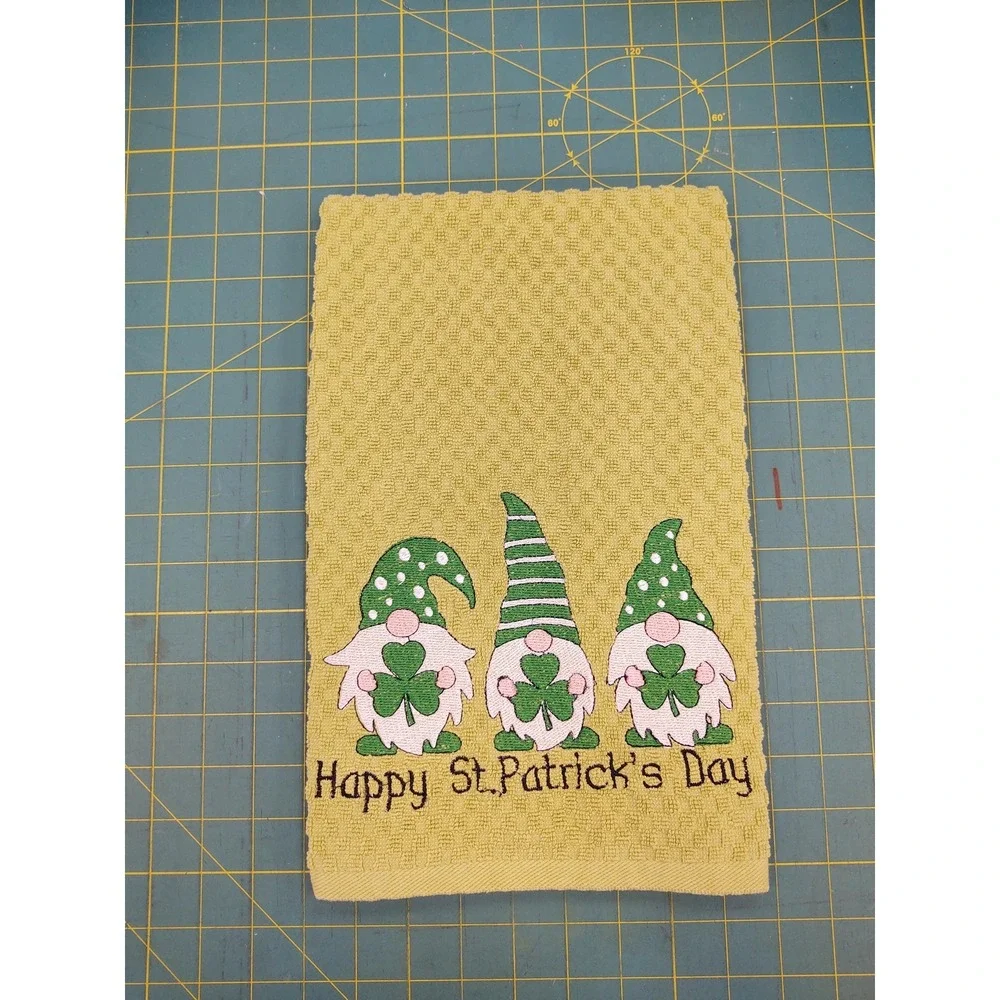 GNOMES Happy St. Patrick's Day Kitchen Hand Tea Bar Towel Great Gift Idea!
